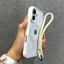Luxury Clear For Magsafe Wrist Strap Case For iPhone 17 16 Pro Max 15 14 11 13 12 Mini Shockproof Armour With Lanyard Back Cover For iphone 11 Pro balta