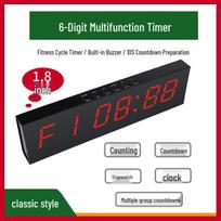 Electronic LED Timer Clock for Fitness, Meetings, and Debates 6-Digit All Red, US Plug