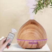 Aroma Essential Oil Diffuser 400ml Wood Grain Ultrasonic Cool Mist Whisper-quiet Humidifier With Remote Control EU Plug beige