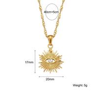 Elegantiška vandens bangų grandinėlė, paauksuota nerūdijančio plieno, kūrybingi saulės spindulių cirkonio pakabukai, kaklo pakabukai moterims Eye Necklace-