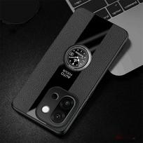Dėklas OnePlus 15 PU odinis magnetinis žiedo laikiklis telefono smūgiams atsparus dangtelis Oneplus15 1+15 silikoninis matinis buferis stovas korpusas OnePlus 15 juoda