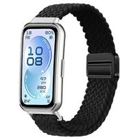 Nailono dirželis HUAWEI Band 11 Pro, pintas, patogus, su magnetine sagtimi, reguliuojamas dirželis Huawei Smart Band 11 NFC priedams Huawei Band 11 juoda