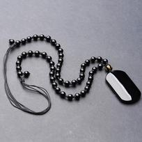 Obsidian Pendant Couple Style Ping an Brand Necklace Pendant Sweater Chain juoda