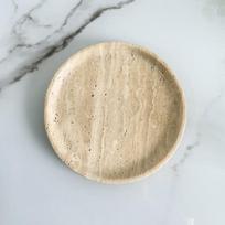 Modern Travertine Marble Vanity Tray for Bathroom Kitchen Desser Counter Home Decor Tray Candle Plants Organizer for Weddings (Beige,20x2cm) smėlis