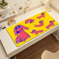 Gaming Mouse Pad Large Antislip Stitched Edges Cute Dachshund Dog Pattern Mat for PC Gamers and Daily Office Desk Use 400x800x2mm