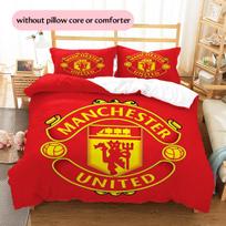 Manchester United FC Pattern Bedding Home Decoration Birthday Gift (1 * duvet cover + 2 * pillowcase, without core) 135x200cm