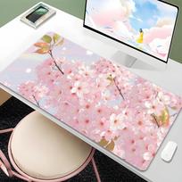 Pink Japanese Cherry Blossoms Style Mouse Pad Large Gaming Mouse Pad Keyboard Gamer Rubber AntiSlip Bottom Desk Mat for Work 800x400x2mm
