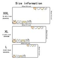 Cute White Solid Color Cat Mouse Pad Keyboard Mat NonSlip Durable Rubber LockEdge Stitching Esports Gaming Office Desktop Mat 300x800x2mm
