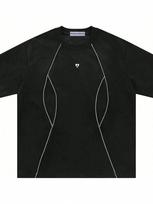 Aelfric Eden Oversized Mens T-Shirt Reflective Strip Suede Tee With Brand Embroidery Detailing S įvairiaspalvis