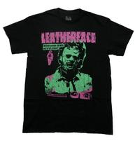 Texas Chainsaw Massacre New Adult T-Shirt - Green Image of Leatherface Pink Logo XL