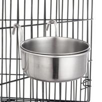 Nerūdijančio plieno pakabinamas šuns katės dubenėlis narvo puodelis tiektuvas augintinio narvui maistui vandeniui lengvai valomas nepraliejantis maitinimo indas 10x4.5cm gray