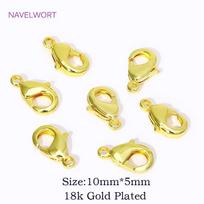 14K/18K Gold Plated Lobster Clasp Connector,Clasps For Jewelry Making,Brass Lobster Clasps With Rings,DIY Bracelet Accessories 10 pieces