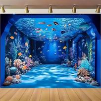 2D Deep Blue Ocean Coral Reef Photography Background 47.2x31.5inch/120*80cm