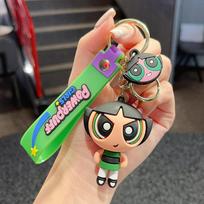 Kawaii The Powerpuffs Girls Mielas raktų pakabukas Moterims Anime Automobilio raktų pakabukas Vaikams Animacinis raktų pakabukas Vaikų Mados pakabuko aksesuarai 1pc black