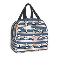 Panda Bear Insulated Lunch Bag for Camping Travel Portable Thermal Cooler Lunch Box Women Kids Work Picnic Food Storage Bags 22x20x13CM smėlis