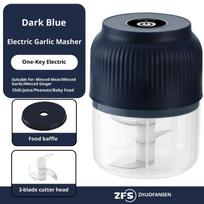 Nešiojamas elektrinis česnakų smulkintuvas Mini maisto daržovių česnakų čili mėsos malūnėlis smulkintuvas Blue 3 Blade