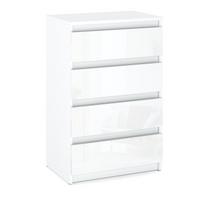 Blizganti balta komoda su 4 stalčiais 60cm TV spintelė Baldai svetainei miegamajam