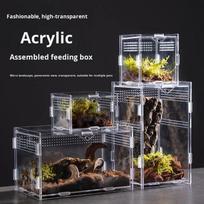Stackable Crystal Clear Acrylic Gecko Terrarium Comfortable Reptile Enclosure with Box Packing Reptile Supplies (Transparent,8x7x10cm (vertical version)) skaidri
