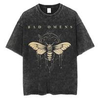 Streetwear Bad Omens grupės muzikos turo plauti marškinėliai retro 90-ųjų vyriški moteriški drabužiai marškinėliai kasdieniai dideli marškinėliai S įvairiaspalvis