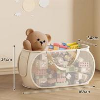 New Sub Block Design Doll Storage Basket with Handle Large-capacity Organizer Side Pocket Laundry Basket Laundry Supplies
