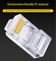 100pc Pass Through RJ45 Cat6/Cat5e Connectors Crystal End Gold-Plated 8P8C Crimp UTP Standard Ethernet Network Modular Plug rj45