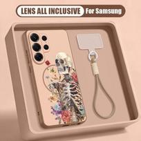 Skull Skeleton Pattern Case For Samsung S26 Ultra S25 FE S24 S24 Plus A57 A37 A17 A56 A36 A16 A55 A35 A15 A54 5G Hybrid Magnetic Matte Cover Samsung S26 Plus mėlyna