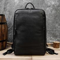 Men'S Black Leather Backpack Commuter Computer Bag School Bag Cowhide Backpack Going Out Travel Bag 15 Inch Computer Bag 18inch