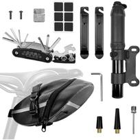 Bicycle Seat Bag Water Proof with Bike Tool Kit, Bike Repair Kit with Bike Tire Pump Bicycle Repair Bag Portable Wrenches Glueless Tire Patchs 15 in 1 juoda