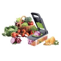 BREZIUM Vegetable and Fruit Chopper Set with Container and 12 Accessories, Green/Gray, Multifunctional Slicer
