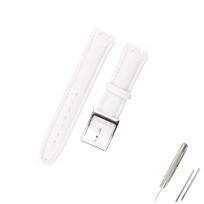 Genuine Leather Pin Buckle Watch Strap for Swatch GB274 SUOB702 17mm/19mm Sports Watches 17mm balta