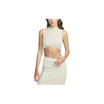 Nike Sportswear Chill Knit Solid Color Ribbed Crop Tank Top Women Tops Light-Redwood-Brown FN3678-104 M
