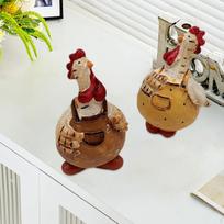 2x Vištos Statulėlė Dervos Skulptūra Mielas Miniatiūrinis Dovana Meniniai Amatai Ornamentas Ūkinis Gyvūnas