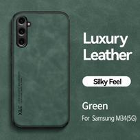 For Samsung Galaxy M34 Case Leather Sheepskin Texture Back Cover Soft Frame Phone Case For Samsung Galaxy M34 5G For Galaxy M34 gray