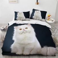 Cute Cat Orange Eyes Duvet Cover Microfiber Pet Kitten Theme For Children Girls Boys Gift For Bedroom Decoration Queen King Size EU Single(135*200cm)3pcs