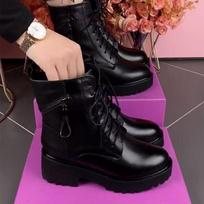 Soft leather snow boots winter fur integrated fleece warm Martin boots thick-soled non-slip cotton leather shoes 35