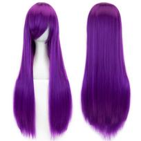 Moterų Merginų Spalvingi Ilgi Tiesūs Plaukai Pilni Perukai Cosplay Šaliai Atsparūs Karščiui Žavūs Anime Perukai 80cm violetinė