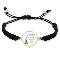 Autizmo supratimas Priimkite nuostabų kitoniškumą, o ne mažiau Autizmo mama Dėlionės detalės pakabukas Juodas laidas Makramė apyrankė Adjusted Closure&Autism Design Bracelets