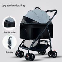 Compact Pet Stroller: Foldable, Lightweight, Detachable Cart for Small Dogs & Cats, Perfect for Outdoor Walks Free shipping except Xinjiang and Tibet pilka