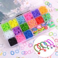 18-Grid DIY Colored Rubber Band Loom Kit: Weaving Bracelets & Accessories for Kids (1500 pcs)