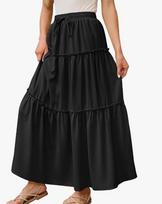 Cross-border women's clothing summer new fungus edge layered skirt European and American high-waisted elastic lace-up ruffle edge skirt S