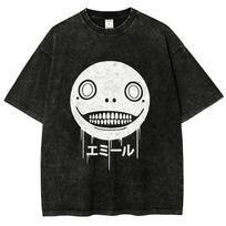 Popular Game Nier Automata Graphic Print T-shirt Men Women Harajuku Wind Tee Washed Cotton Oversize Top S įvairiaspalvis