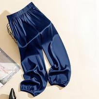 Vasaros šaunios ledo šilko acetato spalvos kelnės moterims ir vyrams Laisvos šilko satino Knickerbockers Acetate Satin Smooth Knickers kelnės M tamsiai mėlyna spalva