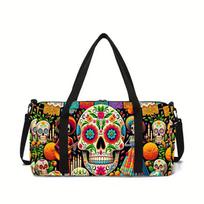 Skull Duffel Bag Lightweight Shoulder Bag Diy Printed Travel Bag Large Capacity Fitness Bag Storage Bag
