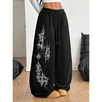 Street Style Casual Sweatpants with Women's Punk Style Patterns Spring Fleece Loose Fit Streetwear Oversized S