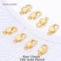 10/12mm 18K Gold Plated Brass Lobster Clasp Connector For Jewelry Making,Clasp For Bracelet,DIY Jewelry Accessories 5 pieces