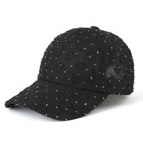 Shiny Rhinestone Baseball Cap Breathable Mesh Visor Hat Lace Peaked Cap  Fashion Women juoda