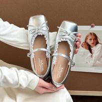 French inner height increase small single shoes women's 2025 spring and summer new models with skirts Mary Jane shoes gentle ballet single shoes 35 sidabras