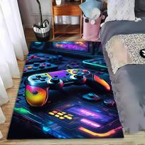 Vibrant Gaming Controller Carpet with Neon Colors and Retro Design Suitable for use as an anti-slip for living room bedroom sofas 40x60cm( 15x23in )