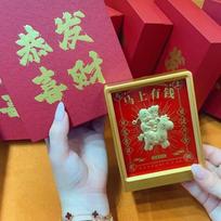 999 Pure Gold God of Wealth Business Gift Set: Creative Desktop Ornament