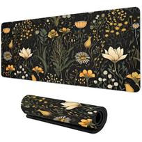 Botanical Green Floral Plant Mouse Pad Large Desk Pad NonSlip Gaming accessories Mouse Mat Stitched Edges for Office and Home 800x400x2mm